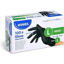 Rukavice nitrilové nepudrované černé vel.L 100ks Wimex